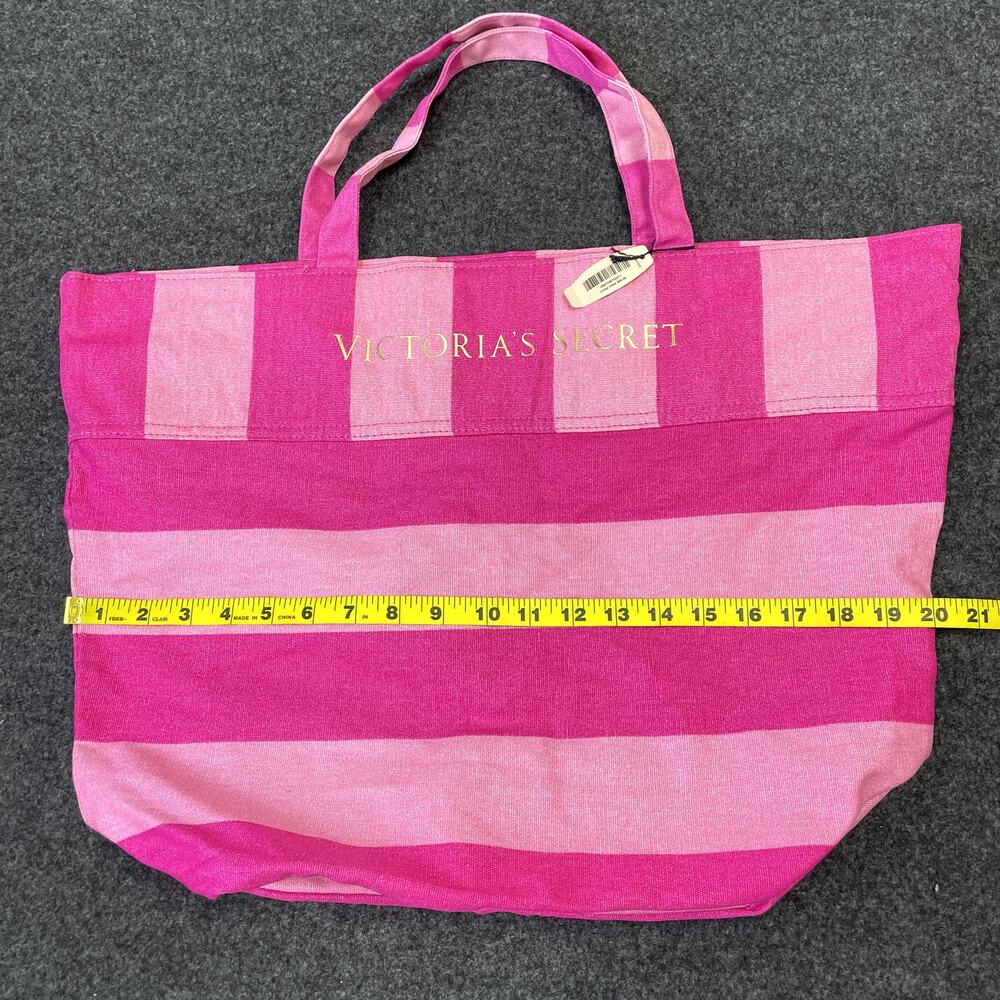 NWT Victoria's Secret  Shades of Pink Stripes Canvas Tote Bag - Picture 11 of 13